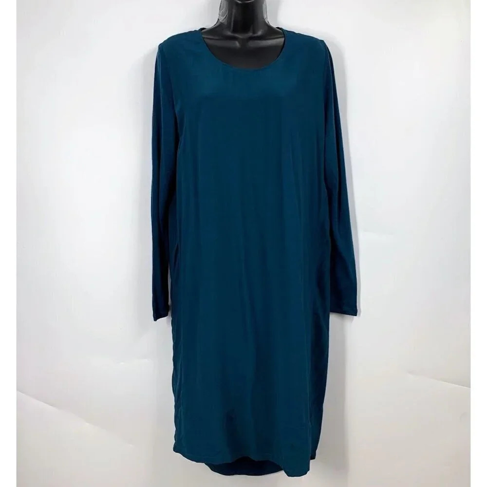 Elk Women's Round Neck Rayon Pullover Long Sleeve Relaxed Dress SIze XS